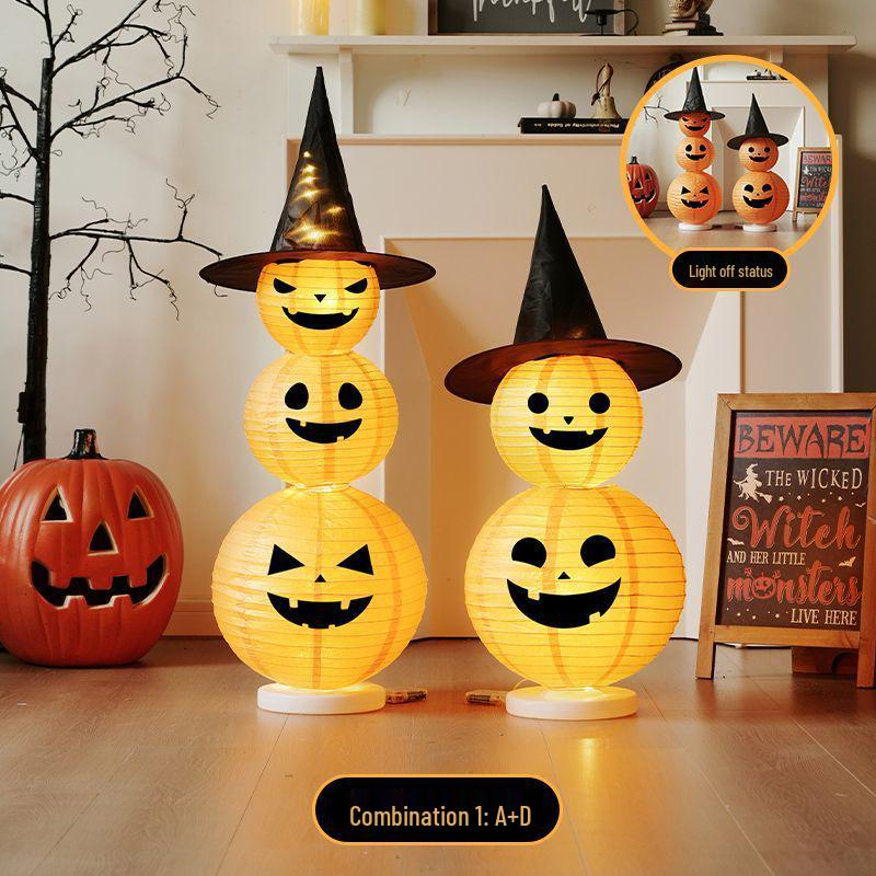 Halloween Light-Up Pumpkin Lantern Ornaments for Festive Decor