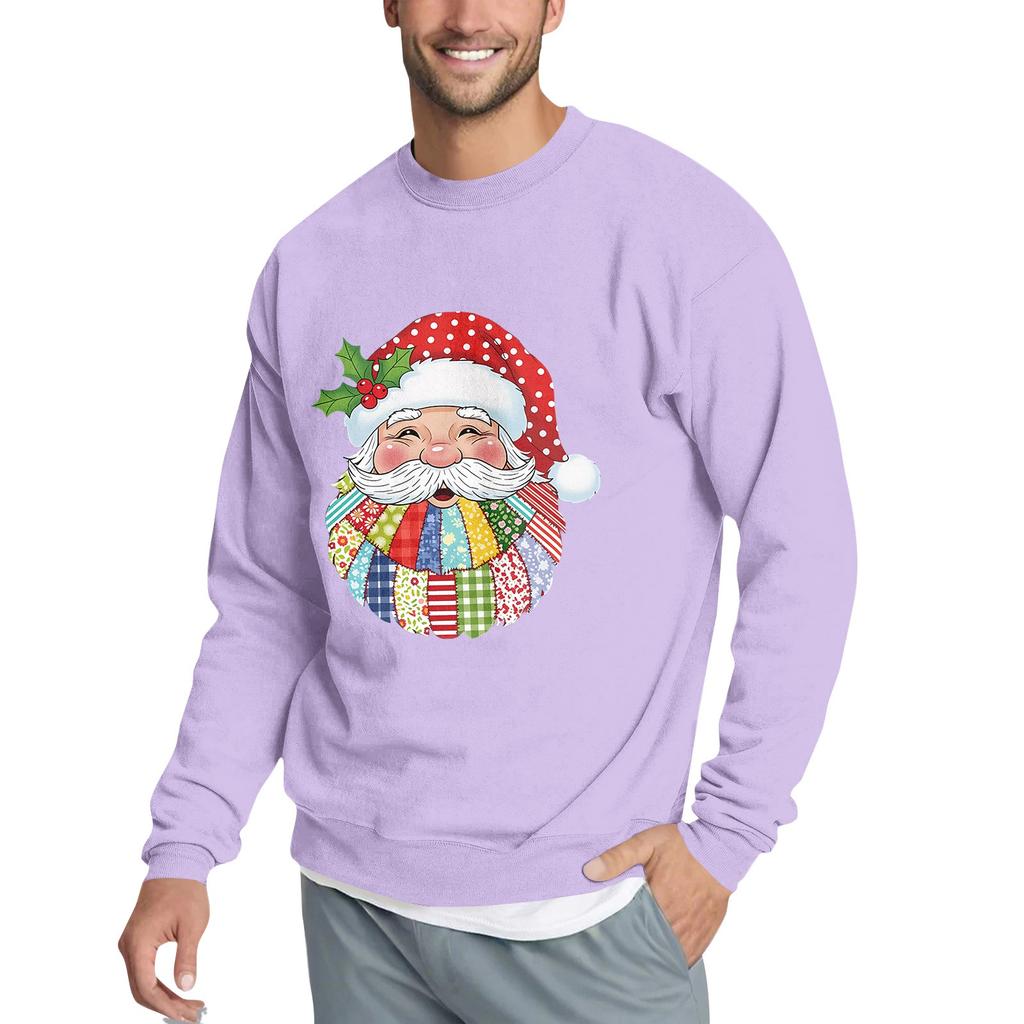 Christmas Print Loose Fit Round Neck Sweatshirt For Men