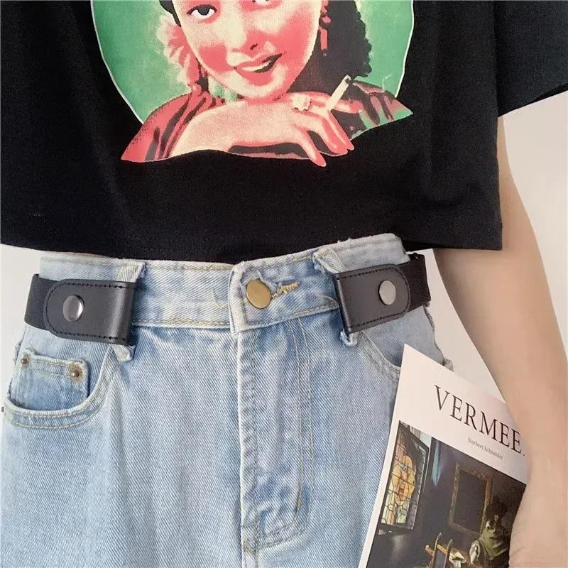 Lazy Belt Invisible Seamless Automatic Buckle Punching-free Elastic Belts for Men and Women Adjustable Belts Corset Belt