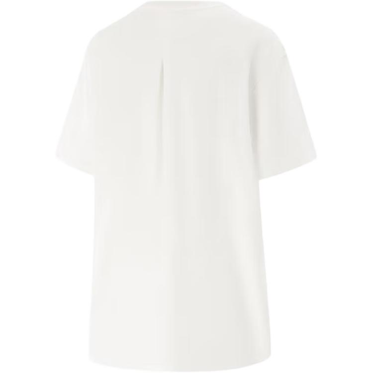 Li Ning Solid Color Round Neck Comfortable Breathable Versatile Short Sleeve T-Shirt Women Tops Off-White ATSV134-2
