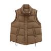 Women's 2024 Stand Collar Windproof Down Vest - New Chinese Style, Warm, Loose Fit for Autumn/Winter