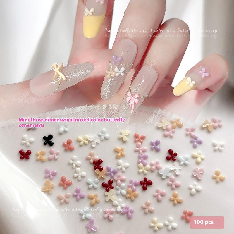 100 Pezzi Decorazioni per Unghie Mini Colori Misti Fiocchi Resina Fondo Piatto Decorazione Unghie Charms per Unghie Accessori
