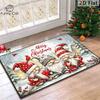 1pc, Christmas Doormat, Merry Christmas Three Gnomes Cardinal Bird Snowy Cabin Pine Branch Red Berry Snowflake Decorative Floor Mat, Cute Vintage Wint