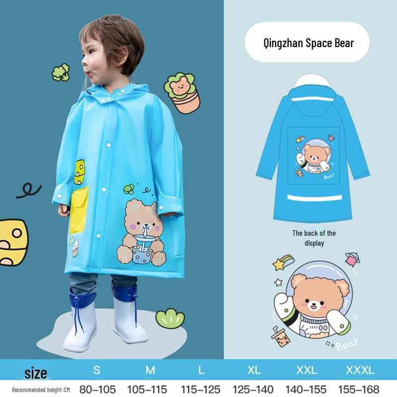 Cartoon Kinder Wasserdichtes Poncho mit Rucksackplatz - Verdickter Ganzkörper-Regenmantel für Grundschuljungen & -mädchen