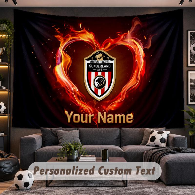 Wall Hanging Tapestry Custom NameSunderland FC Pattern Personalized Printed Fabric Wall Decor