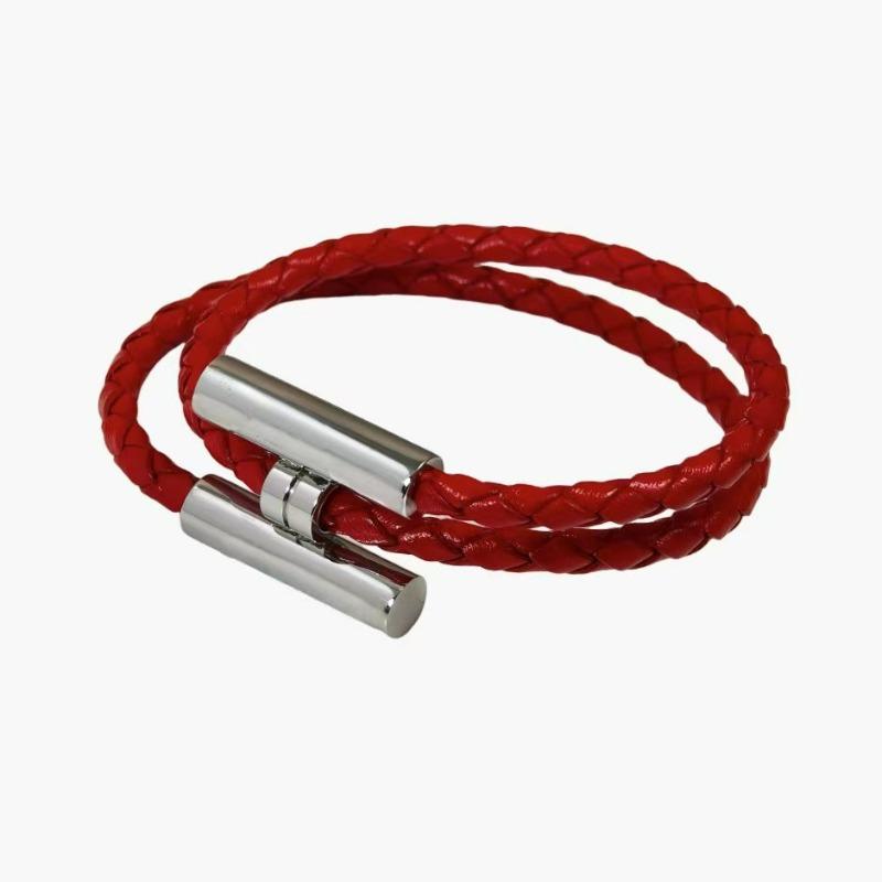 Stainless Steel Bracelet, Leather Woven Bracelet, Various Colors, Geometric Style, Light Luxury Style