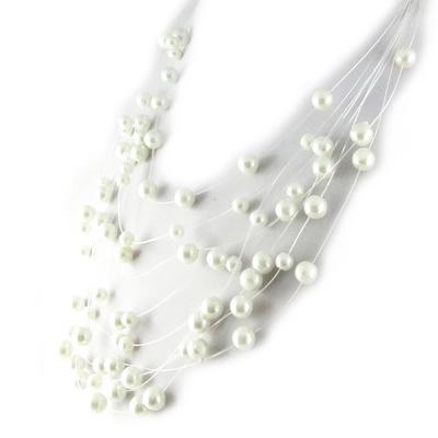 [L2675] - White 'Sissi' Necklace (9 Rows)