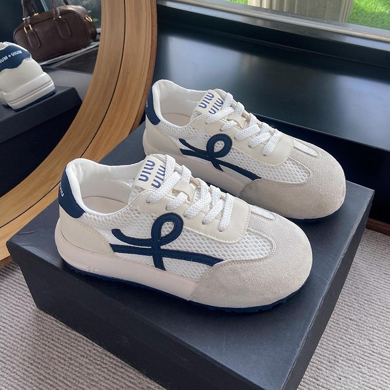 

thick-soled German training shoes women s 2025 new popular summer thin mesh breathable casual sports yellow Forrest Gump shoes 35 синий