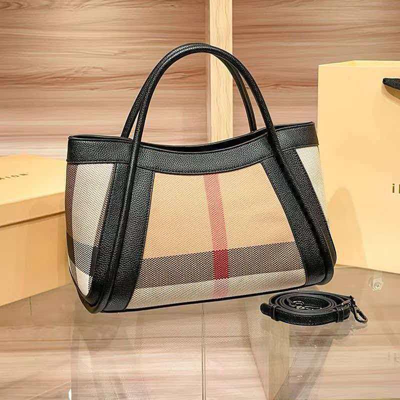 "2023 Women's Genuine Leather Plaid Shell Handbag - Versatile, Large Capacity, Shoulder & Messenger Bag"