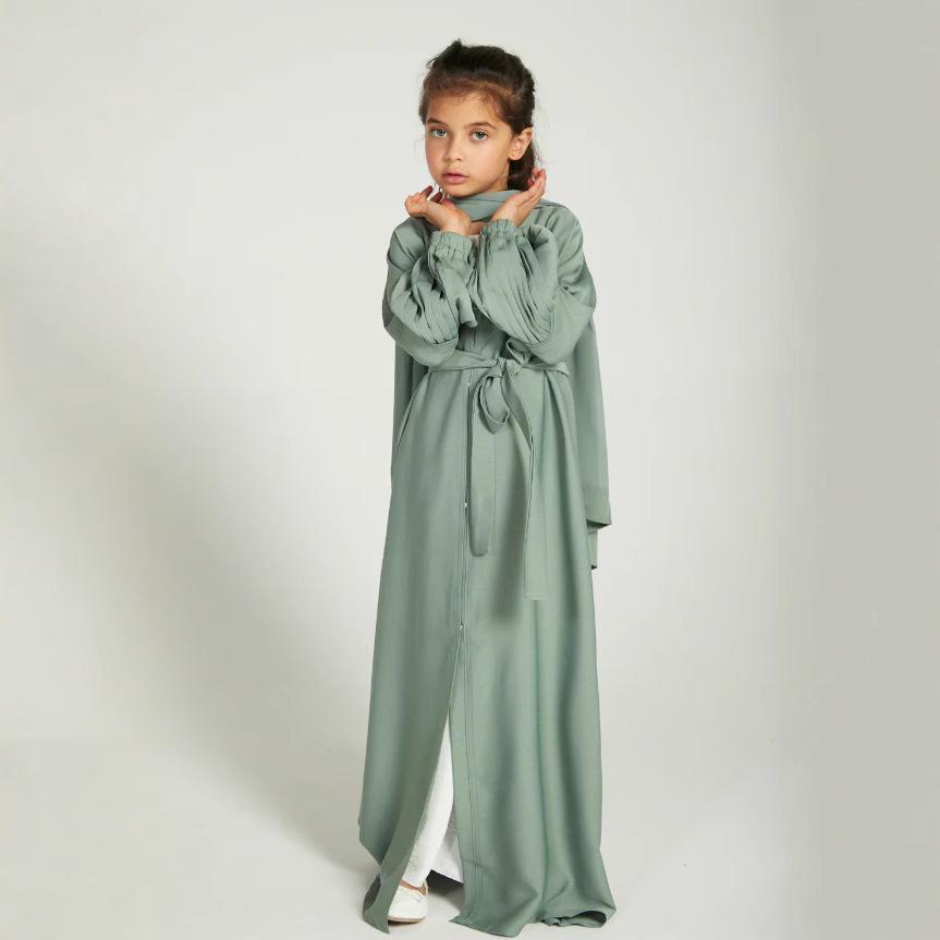 

Yiduo Duo Girls Wavy Lantern Sleeve Pleated Cardigan Dress - YT1023 7-8 Years