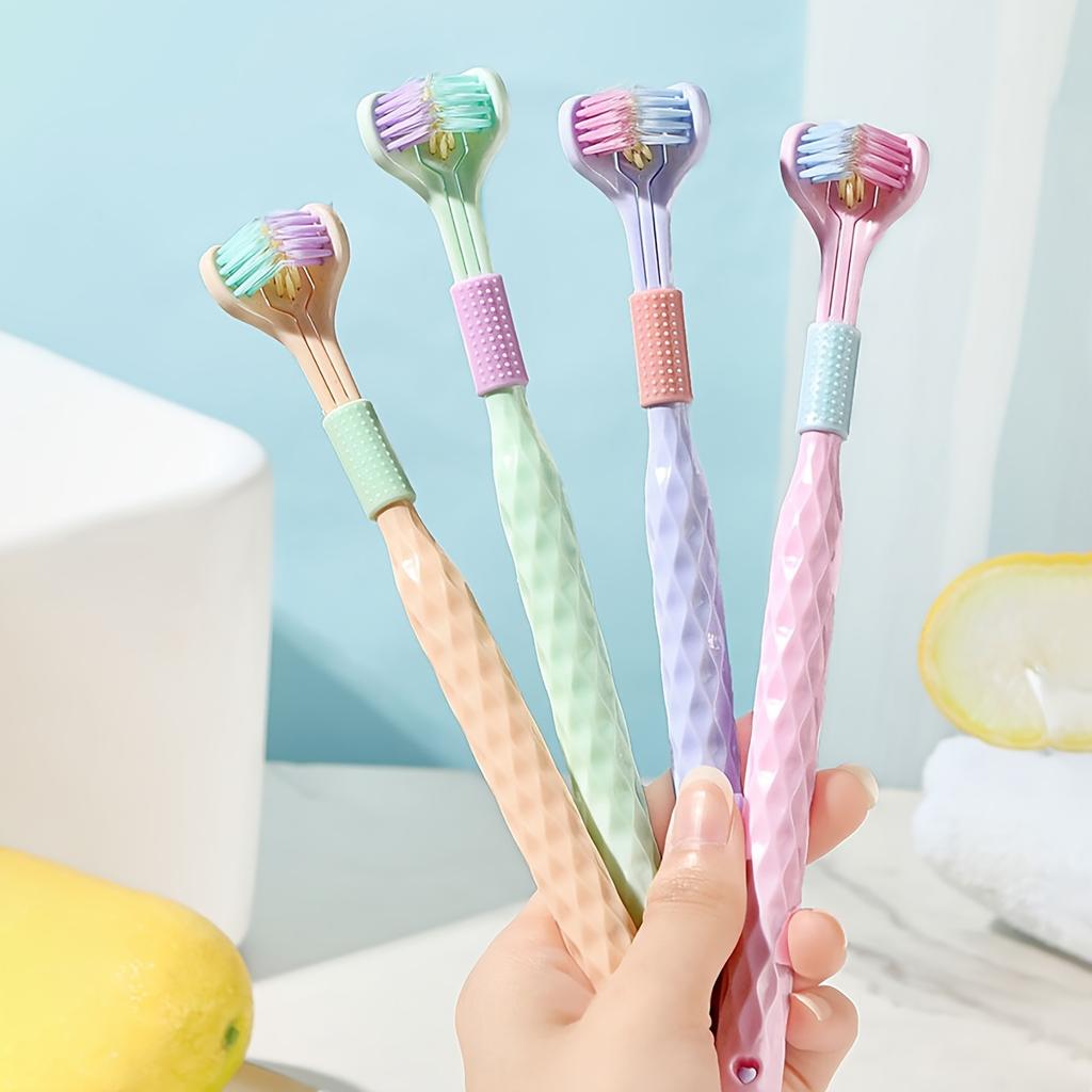 1pc-random Color Gentle 3-sided Toothbrush for Home Deep Cleaning Oral Care - Extra Soft Bristles for Teeth and Gums