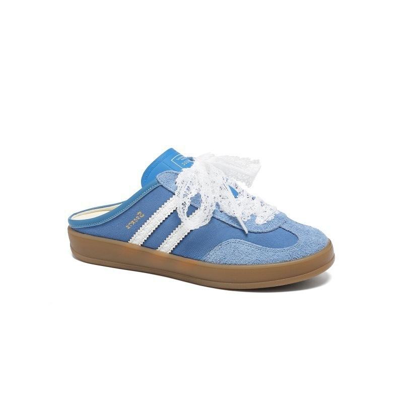 Leder Deutsche Trainingsschuhe für Damen 2025 Frühling und Sommer neu Retro vielseitig lässige Sportschuhe Baotou Einschlupf und Halbslipper zum Ausgehen