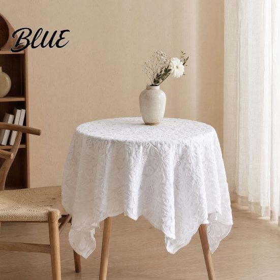 Transparent Texture Tablecloth Cloth Lace Tablecloth Pattern Sunflower Jacquard Round Decorative Table Fabric Floral Cover Dinner for Wedding Party