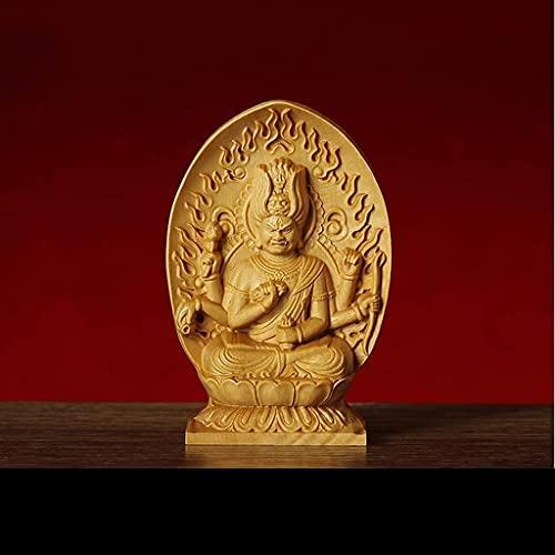 Aizen Myoo Buddha Statue, Boxwood, 70mm Tall, Seated Miniature, Wood Carving, Figurine, Feng Shui, Prayer, Protection from Evil