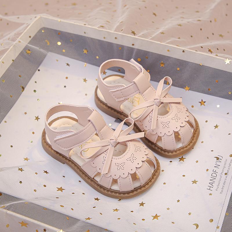 Baby Girls Walking Shoes Soft Sole for Kids Sandals T-strap Versatile 2025 Summer New Baby Beach Shoes Non-slip Sweet Size 15-26
