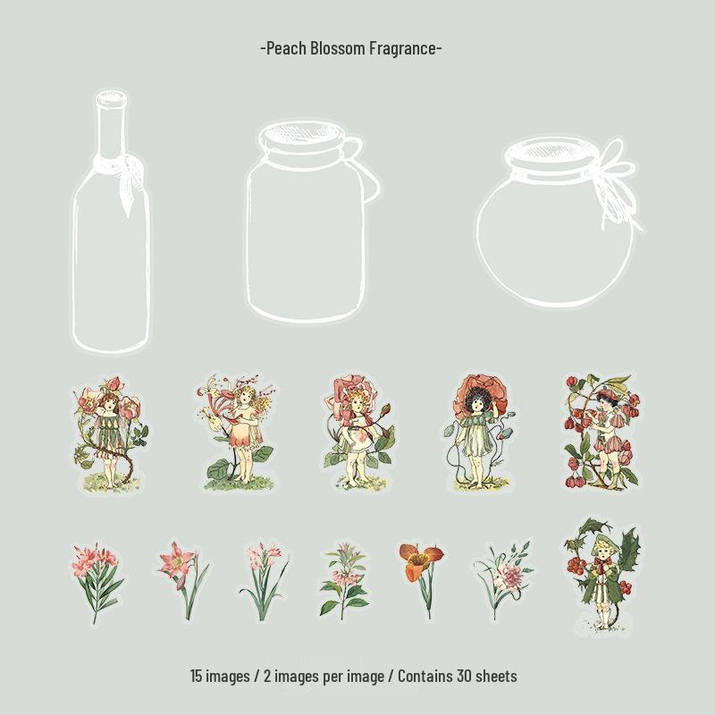 Beautiful Day Collage Sticker Pack - Forest Secret Language Series, 30 DIY Sheets, 8 Unique Styles