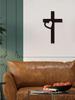 Black Metal Cross Wall Decor Christian Symbol for Living Room Bedroom Religious Belief Gift