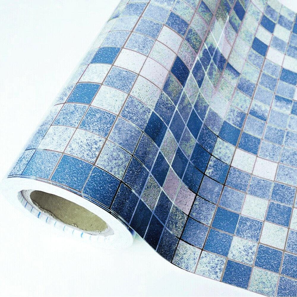 

Синяя мозаика Самоклеящиеся обои Обои для ванной комнаты Обои-наклейки для кухонной столешницы Декор кухонной столешницы 5mx45cm
