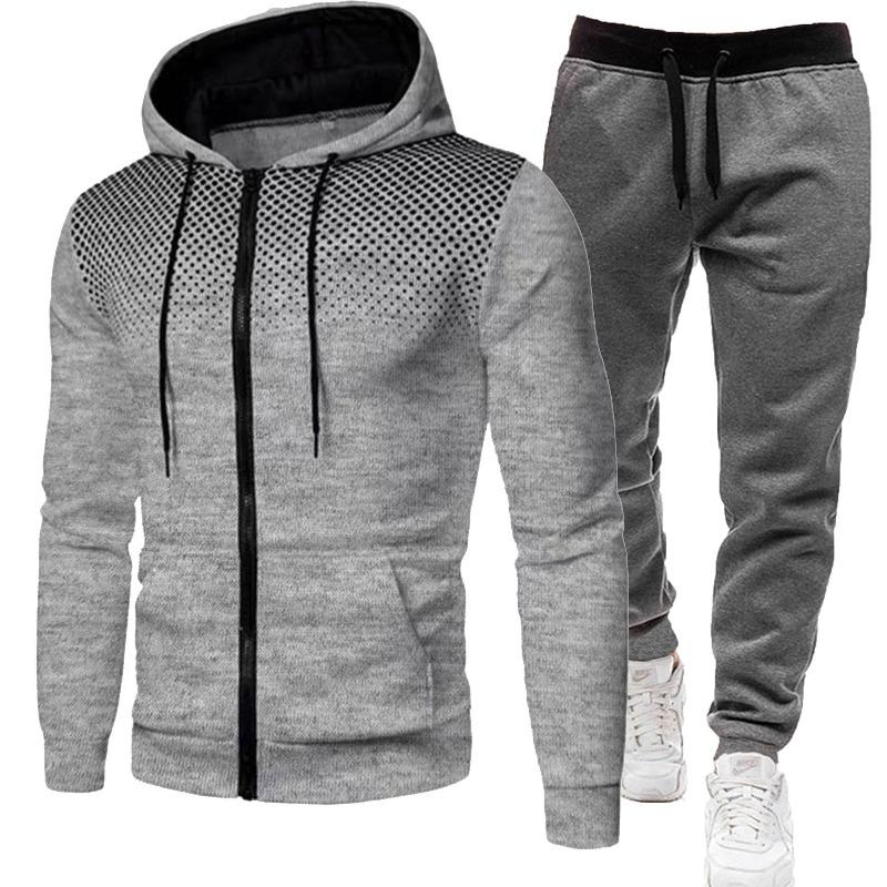 Costume de trening pentru bărbați, culori solide și puncte, pentru primăvară și toamnă, îmbrăcăminte pentru bărbați, seturi pentru bărbați, set cu hanorac, bluză cu fermoar, sport casual, set de trening pentru bărbați, alergare