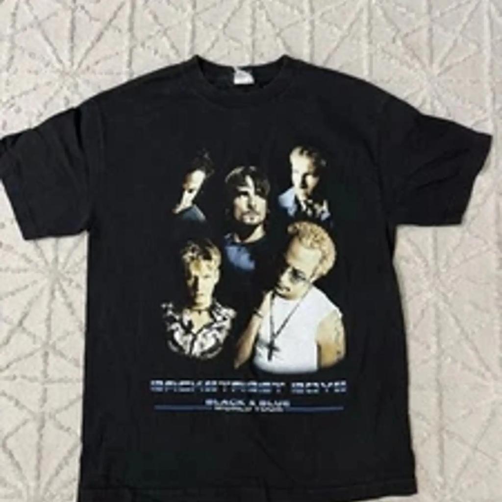 Camiseta vintage The Backstreet Boys gira negra y azul talla adulto mediana vintage Washed Breathable designer clothes