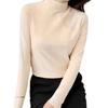 Women's Autumn and Winter Half-High Neck Double-Sided German Fleece Base Layer Top Elastic Slim Fit Inner Wear Solid Color Brushed Thickened Top
