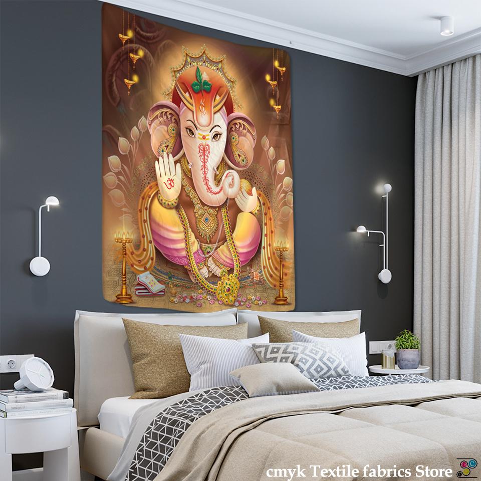 Tapiserie Elefant Budist Agățat pe Perete Stil Boem Thai Colorat Covoraș de Masă Artă Imprimată Decorare Living