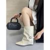 White Temperament Wedge Heel Short Boots Women's 2025 Autumn and Winter New Inner Height Increase Medium Boots Small Retro Trouser Boots