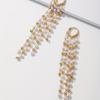 1Pair of Long Women's Fashion Pendant Earrings, French Temperament Elegant Style Imitation Pearl Fringed Pendant