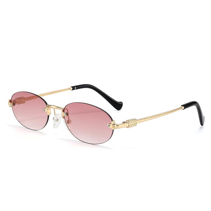 Oval Frameless Retro Sunglasses Trendy Concave StyleGirl 7819 New Fashion UV Protection