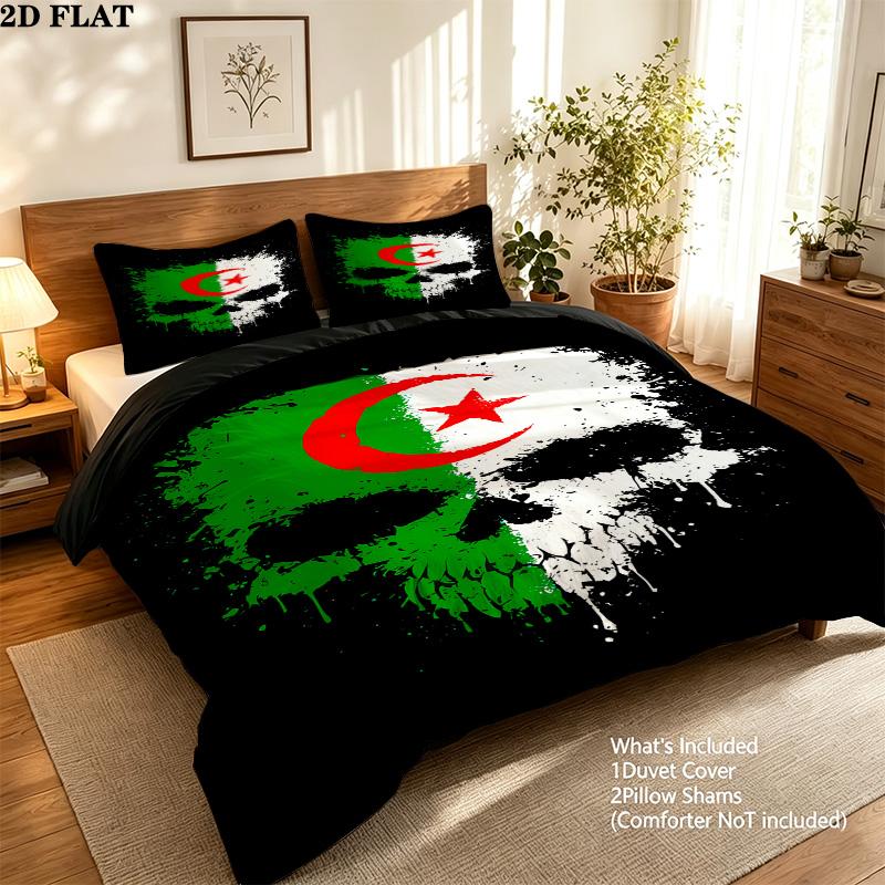 Algeriet Mønster Sengetøj Dyne Sæt Dynebetræk Pyntepudebetræk Hjem Fødselsdagsgave(1 * dynebetræk + 2 * pudebetræk, uden fyld)