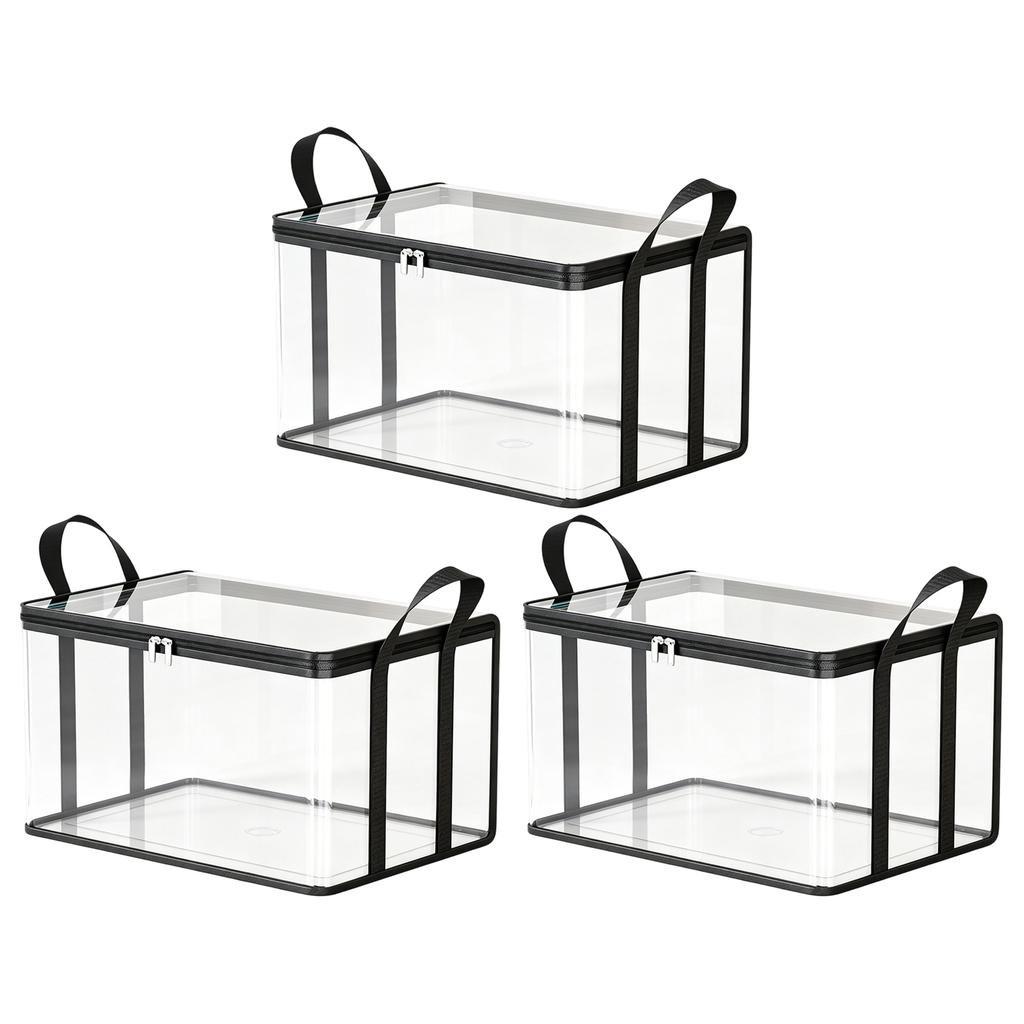Thickened Transparent Plastic Storage Bag with Zipper and Handles for Clothing Moving Box Cover Organizer Bin for Dormitory and Closet Storage
