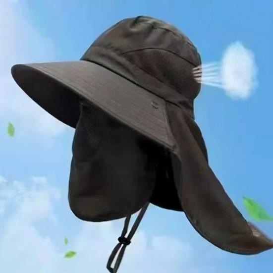 Lightweight Summer Hat Breathable Mesh Bucket Hat 360-Degree Sunshade Fisherman with Detachable Face