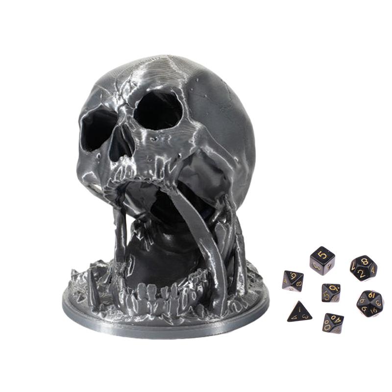 

3D Башня для кубиков в виде черепа, Фигурки скелетов, Скульптура, Декоративное украшение, Креативный поднос для хранения, Башня для бросания кубиков D&D, Хэллоуин
