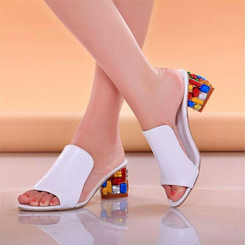 

New Slippers Fashion Versatile Comfort Women Shoes Thick Heels Simple High-end Sandals Daily Temperament Office Lady High Heels 35 бежевий