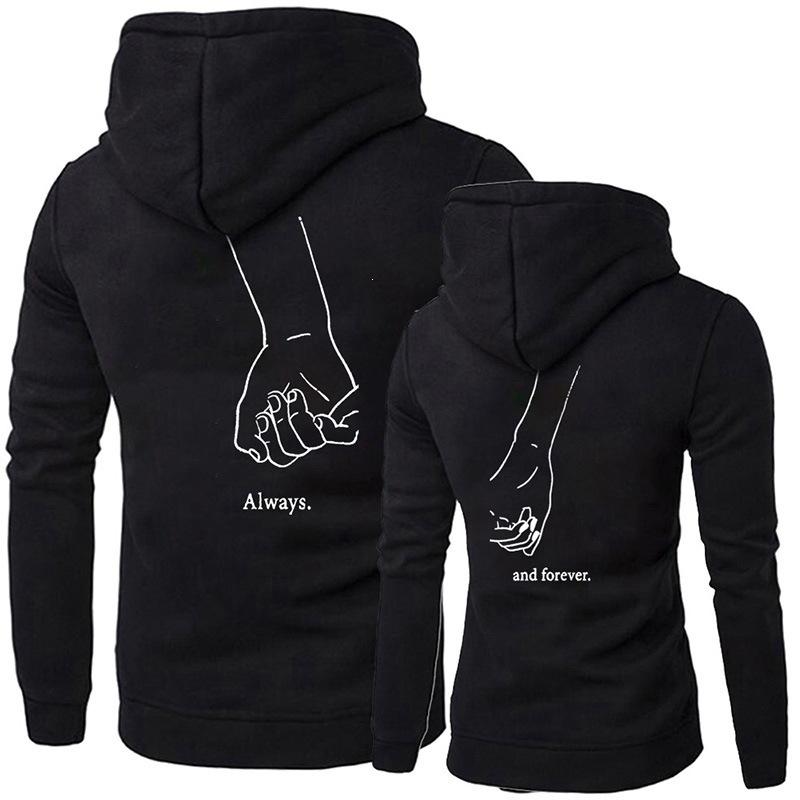 Couple Letter Matching Print Sweater Valentine Hooded Jumper Hoodie