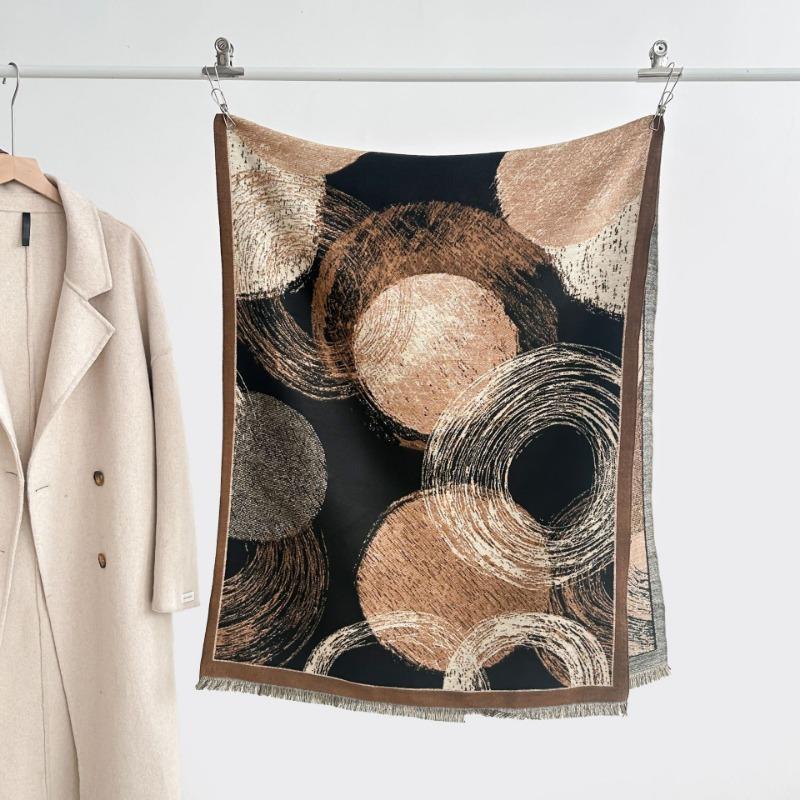 

Scarf women s new autumn and winter jacquard craftsmanship imitation cashmere thickened shawl abstract art warm scarf 185x65cm