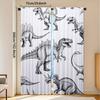 2pcs Dinosaur Art Print Curtains - Rod Pocket   Light Filtering Polyester Drapes with Stegosaurus & T-Rex Design   Machine Washabl