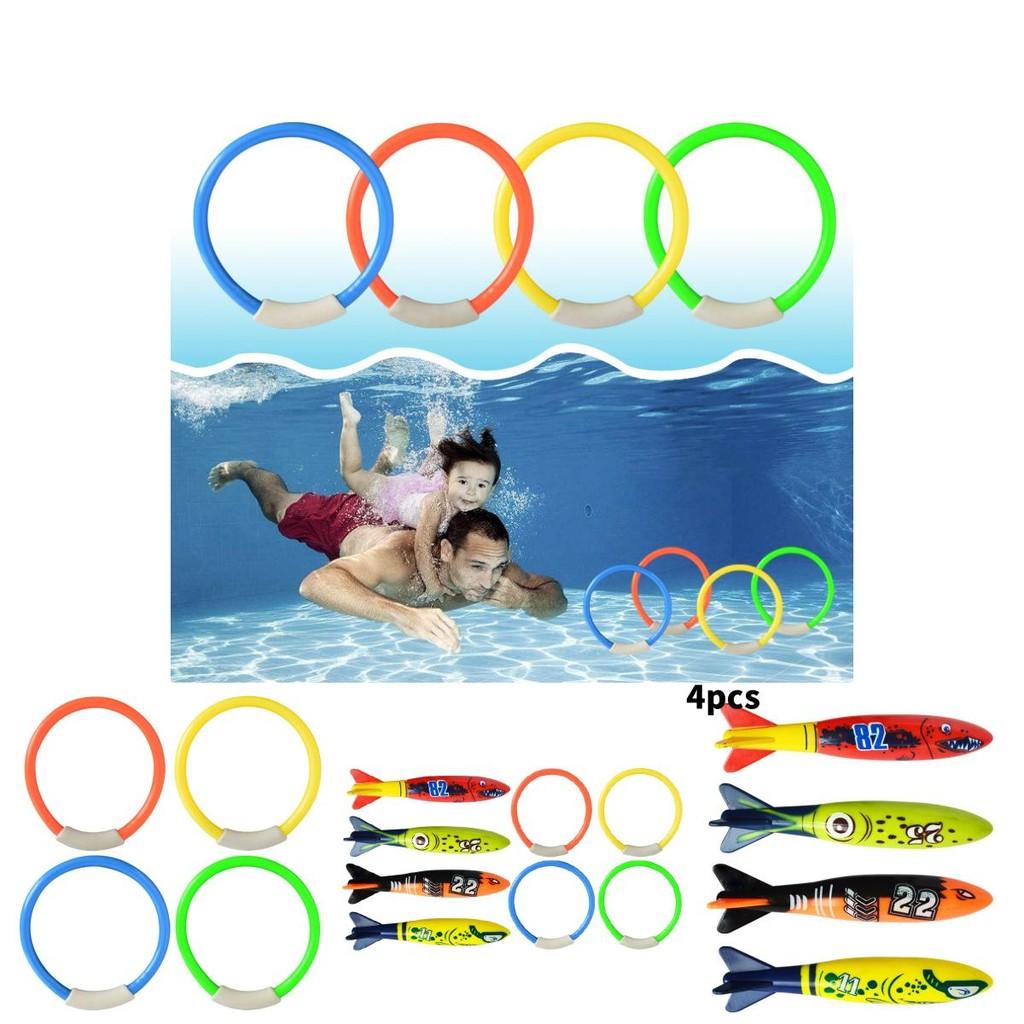 Anéis Flutuantes Torpedos Kit de Brinquedos para Brincadeiras Aquáticas para Atividades de Piscina Infantil