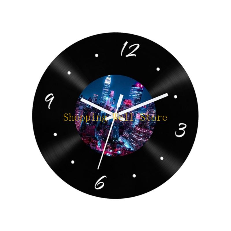 KX4B Silents Mechanism Wall Clock Light in Weight Retro Decors Bedroom Living