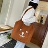 Women Soft Plush Shoulder Bag Cute Bear Handbag Furry Fluffy Totes Large Capacity Shopping Bags Cartoon Book Bags For Ladies