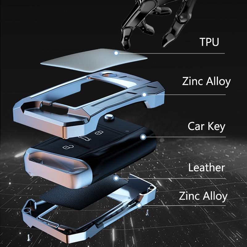 Zinc Alloy Car Key Case Tpu Cover For Vw Volkwagen Polo Bora Tiguan Passat Golf 6 Lavida Scirocco Protect Shell Accessories