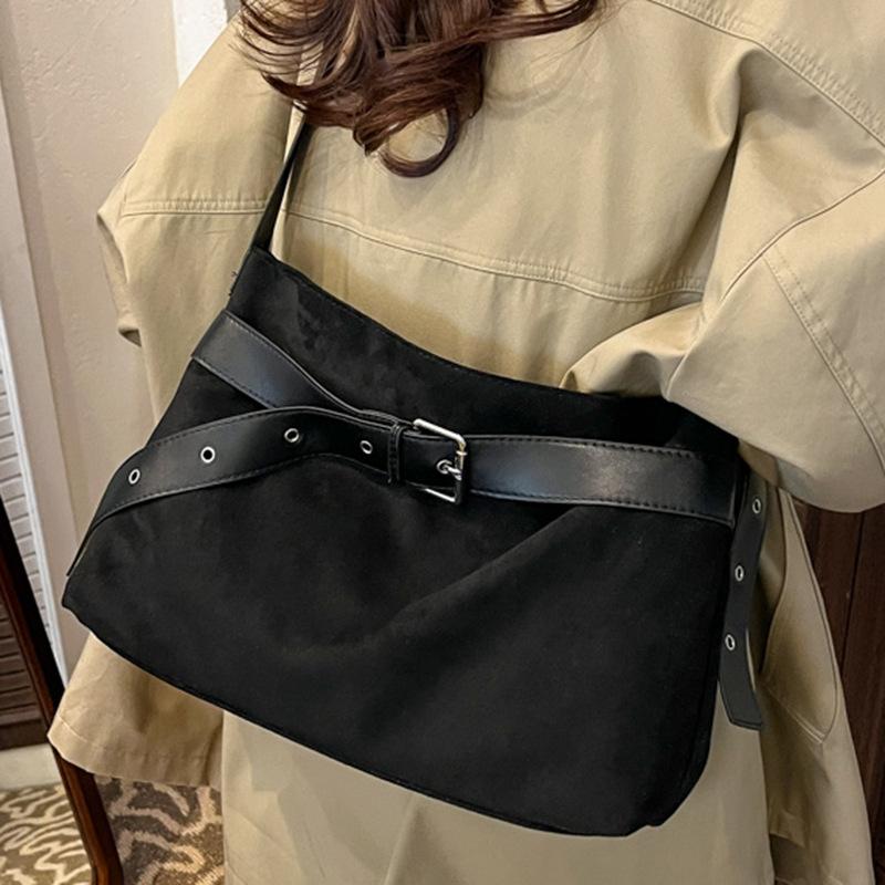 Lazy Wind Retro Matte Suede Winter New Shoulder Bag Simple Bag Large Capacity Commuter Bag