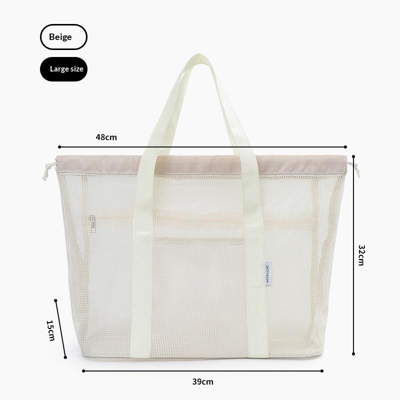 Strandtasche 1 Stück Große Kapazität Netz-Tragetasche Ideal für Sommer-Kosmetik und Waschzeug-Aufbewahrung