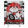 Red Lucky Cat Shower Curtain with Japanese Style Fortune Design Red Black White Bath Decor for Home Decoration Gift Idea
