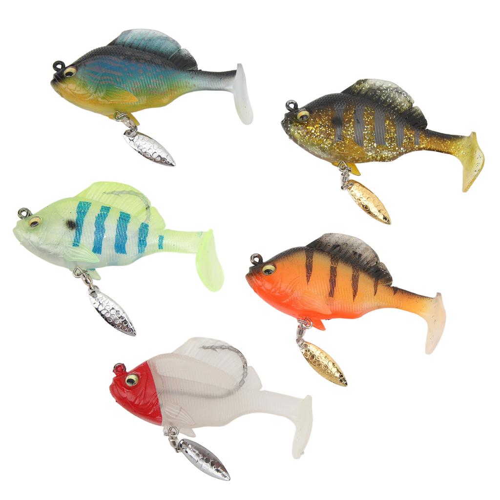 5pcs Soft Fishing Lures for Bass 18g 8cm Paddle Tail Swimbaits with Spinner Artificial Fishing Bait Lifelike Fishing Lures Kit