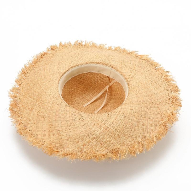 Wide Brims Beach Cap Elegant Straw Fisherman Hat With Floral Accents For Women Outdoor Beach Vacation And Sun Protection