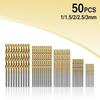 Hot Selling 50Pcs Titanium Coated Drill Bits HSS High Speed Steel Drill Bits Set Tool High Quality Power Tools 1/1.5/2/2.5/3mm