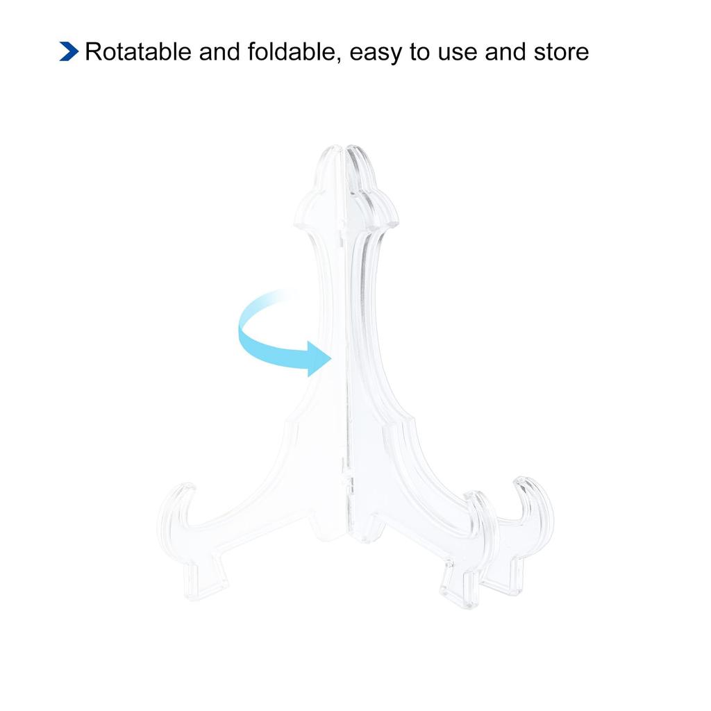 uxcell Plastic Folding Easel Plate Holder Display Stand for Decorative Plates, Picture Frames, Home Decor, 240mm, Clear, 12 Pieces