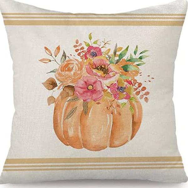 Autumn Harvest Pumpkin Letter Pillow Thanksgiving Flax Pillow Case Home Sofa Pillow Case