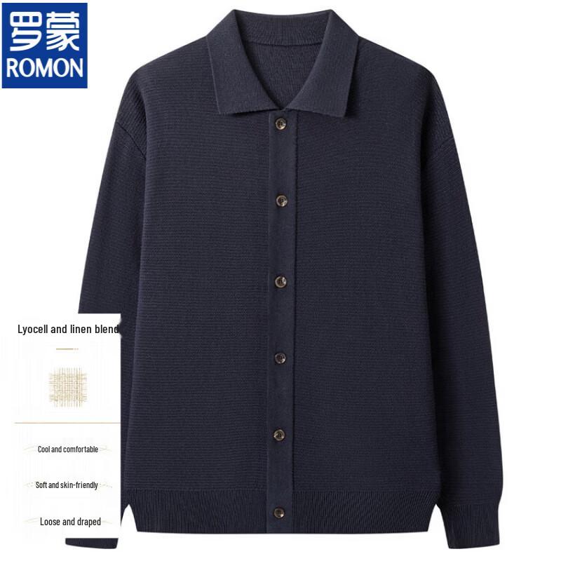 ROMON Men's Lyocell-Linen Blend Knitted Cardigan